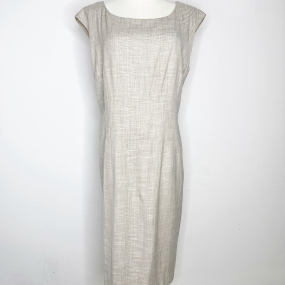 Lafayette 148 New York Beige Women’s Wool Sleeveless Sheath Dress Size 12 - Picture 1 of 8
